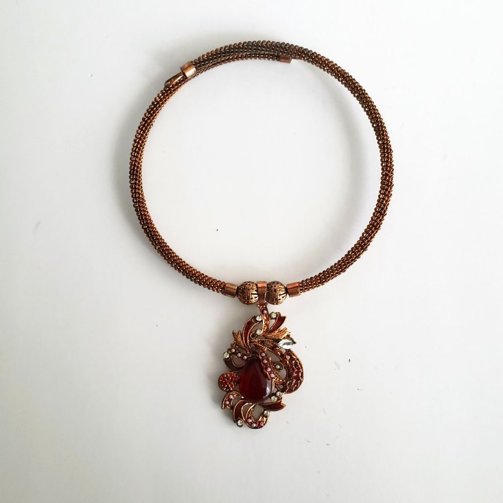 VTG Statement Red Toned Choker/ Collar Style Necklace